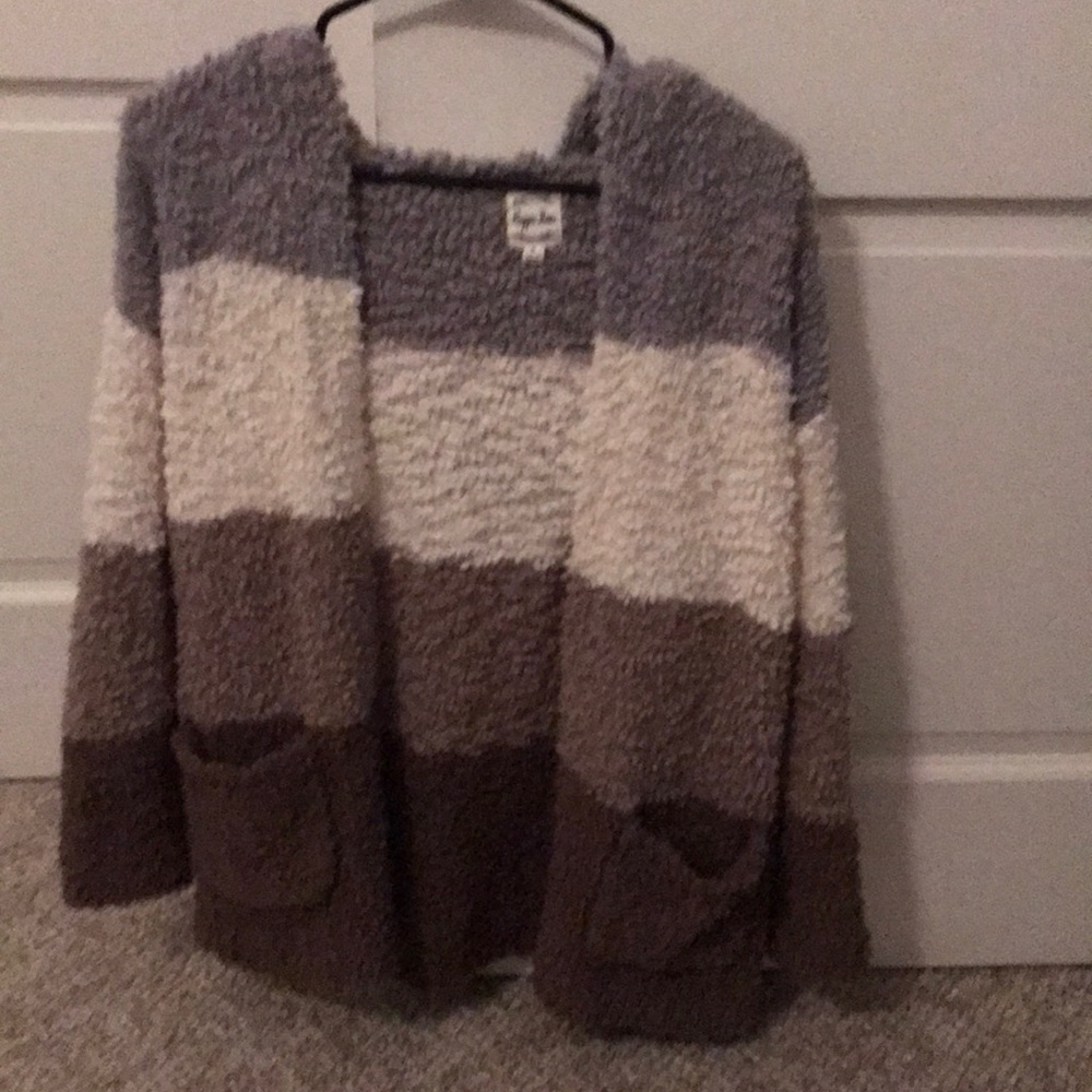 Stripe Hooded Cardigan